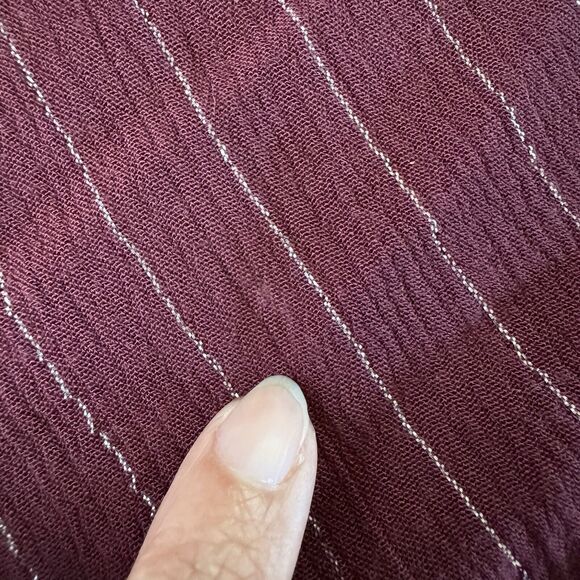 Juicy Couture Ruffle Sleeve Tie Front Top Burgundy Metallic Size Large - Picture 8 of 12